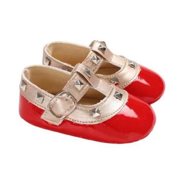 Imagem de Sapatos De Bebê Princesa Com Laço Vermelho, Confortáveis Para Primaver