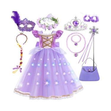 Imagem de Vestido De Princesa Roxo Para Meninas Fantasia De Cosplay Da Disney Ra
