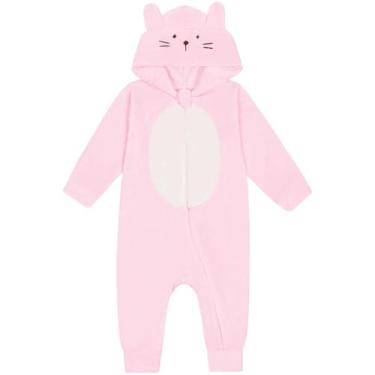 Imagem de Macacão de pelo rosa bebê coração com capuz Kiko Baby, G