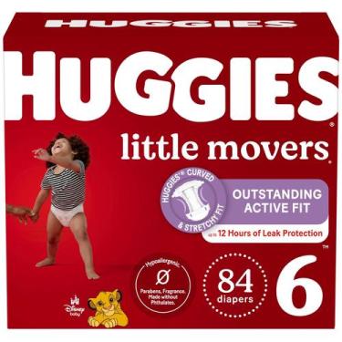 Imagem de Fraldas Huggies Little Movers, tamanho 6, 35 libras ou mais de 84 unid