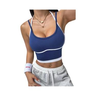 Imagem de Colete Esportivo Feminino Color Block Sem Aro De Aço, Absorção De Impa