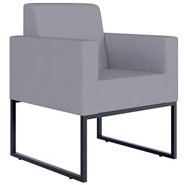 Imagem de Poltrona Decorativa Para Sala De Estar Recepção Base Fixa De Metal Helô L02 Suede cinza - Lyam Decor