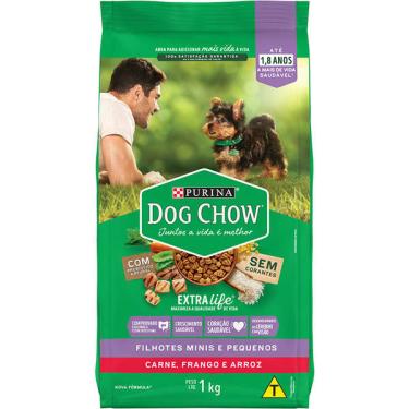 Imagem de Ração Seca Nestlé Purina Dog Chow Extra Life Carne, Frango e Arroz Cães Filhotes Raças Minis e Pequenas - 1 Kg