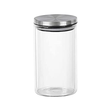 Imagem de Porta mantimento redondo em vidro borossilicato com tampa em metal prata 1L D10xA17cm