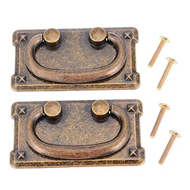Imagem de 2 conjunto antique bronze puxar botões de porta armário armário gaveta gabinete maçaneta para casa caixa de madeira caixa w/parafusos YYDFPIIA