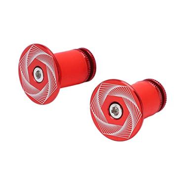 Imagem de Tampa de guidão de bicicleta, plugue de extremidade de barra de bicicleta de liga de alumínio leve 2 peças universal para