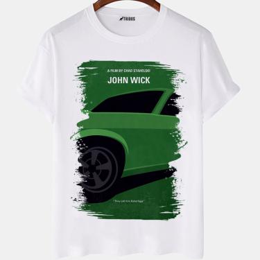Imagem de Camiseta masculina Capa Minimalista filme John Wick Camisa Blusa Branca Estampada