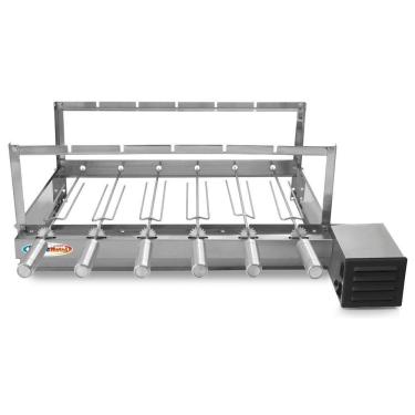 Imagem de Gira Grill Inox para Churrasqueira com 6 Espetos Bivolt Lado Direito - Pratic Metal