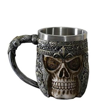 Imagem de OTARTU Caneca de café de caveira de 368 g canecas de cerveja de caveira viking de aço inoxidável presente para homens presentes de dia dos pais