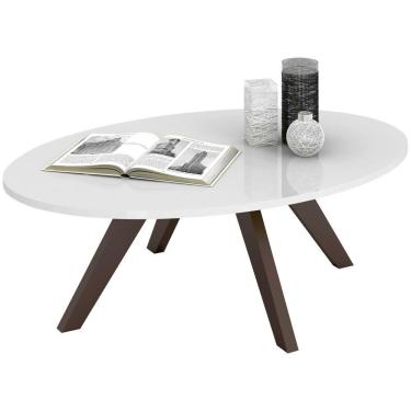 Imagem de Mesa de Centro 100% MDF DJ Móveis Alba - Branco Laca/Café