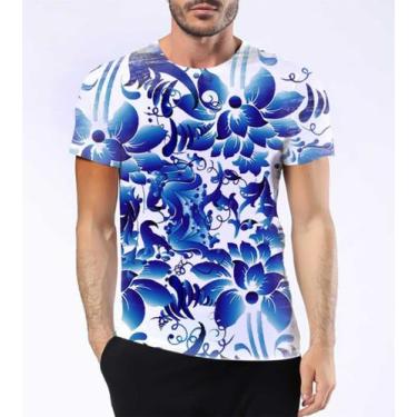 Imagem de Camisa Camiseta Flor Floral Azul Jardim Blue Florido - Estilo Kraken