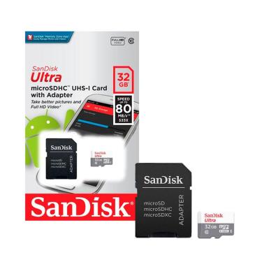 Imagem de Cartão de Memória Micro SD Sandisk 32GB, Classe 10, C/Adaptador - SDSQUNS-032G-CN3MA