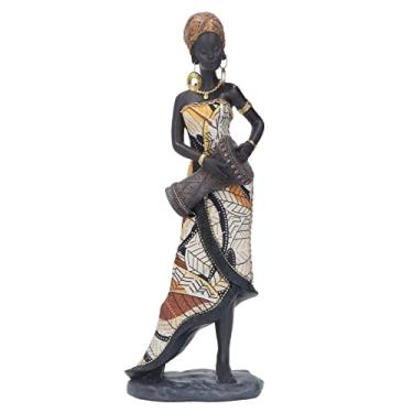 Imagem de est¨¢tuas e esculturas africanas de m¨²sicos,Est¨¢tua de tambor africano, estatueta feminina tribal de arte africana, estatuetas criativas presentes vintage artesanato bonecas ornamentos, Est¡§¡étua