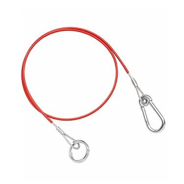 Imagem de Cabo de freio revestido de PVC vermelho 1 m x 3 mm gancho e anel reboque segurança reboque cavalo de freio resistente