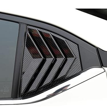 Imagem de Boltry Persianas de cobertura para janela traseira de fibra de carbono ABS para Nissan Sentra 2020 2021 (fibra de carbono)