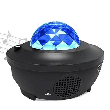 Imagem de Luminária Abajur Giratória Projetor Estrelas Galáxia 360° Musical com Sensor de Batida Bluetooth USB - GT6034 Lorben