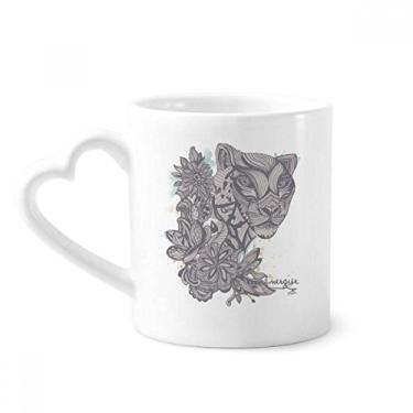 Imagem de Caneca de desenho de leopardo Caneca de café cerâmica copo de coração de vidro