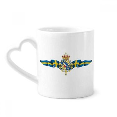 Imagem de Caneca com símbolo nacional da Suécia Caneca de café cerâmica copo de coração de vidro