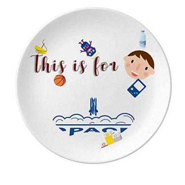 Imagem de Prato de porcelana Space Exploration lança veículo jantar redondo menino homem