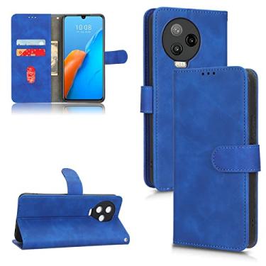 Imagem de Capas de telefone Business Skin Feel compatíveis com Infinix Note 12 Pro Note12Pro 4G Capa de couro com compartimentos para cartão clipe de carteira capa de telefone à prova de choque (azul, Infinix Note 12 Pro 4G)