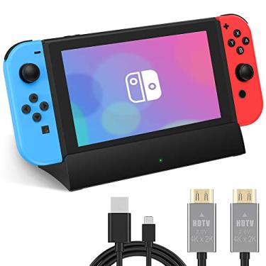 Imagem de RuntoGOL Estação de ancoragem de TV para interruptor, estação de ancoragem suporta saída HDMI 4K, substituição para estação de comutação oficial com cabo tipo-C e HDMI