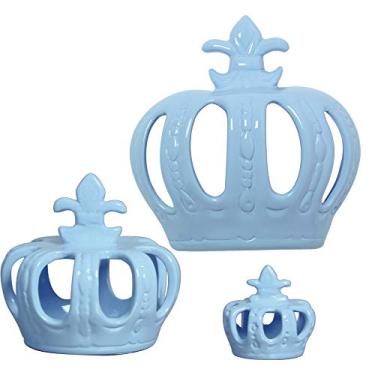 Imagem de Trio De Coroas De Parede, P E Mini Ceramicas Pegorin Azul Bebe