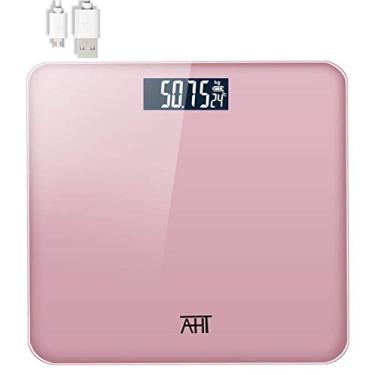 Imagem de balanças de banheiro, balança de pesagem digital balança eletrônica de peso corporal ultrafina extra larga de alta precisão, com cabo de carregamento USB para observadores de peso, preta