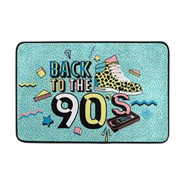 Imagem de ALAZA My Daily Back to The 90s Capacho colorido vintage 39 x 60 cm, sala de estar, quarto, cozinha, banheiro, tapete impresso, exclusivo, leve