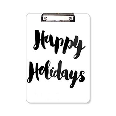 Imagem de Placa de apoio para escrever à mão com citação Happy Holiday A4