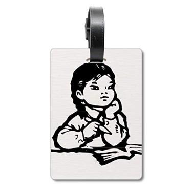 Imagem de Caneta de mesa preta para meninas, desenho, patriotismo, bolsa, etiqueta de bagagem, etiqueta para guardar cartão