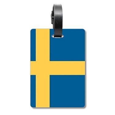 Imagem de Bandeira nacional da Suécia com etiqueta para bagagem e cartão de bagagem