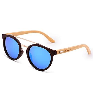 Imagem de Óculos de Sol Feminino HU WOOD Polarizado com Proteção UV400 Estilo Redondo Madeira (C2)