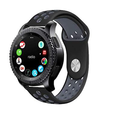 Imagem de Pulseira 22mm Sport compatível com Samsung Galaxy Watch 3 45mm - Galaxy Watch 46mm - Gear S3 Frontier - Amazfit GTR 47mm - Amazfit GTR 2 - Marca LTIMPORTS (Preto com Cinza)