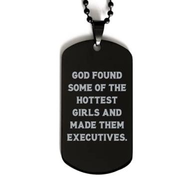 Imagem de SpreadPassion God Found Some of The Hottest Girls. Placa de cachorro preta, presente executivo de amigos, colar com pingente gravado motivacional para colegas