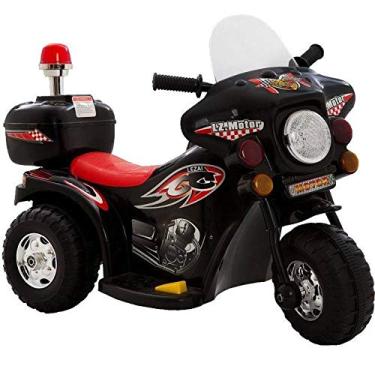 Imagem de Mini Moto Elétrica Infantil Preta Triciclo Para Crianças Policia