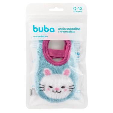 Imagem de Meia Sapatilha Antideslizante Bebê Tamanho M com Elástico Buba