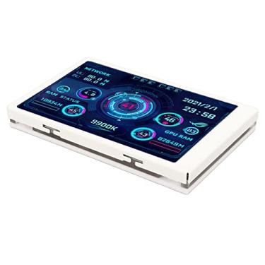 Imagem de Visor de Temperatura do PC, Editor de Temas, Monitor de Temperatura do Computador Regulável e Rotativo, USB C, Desligamento Automático, 3,5 Polegadas (Branco)
