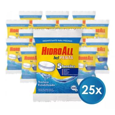 Imagem de KIT 25 Cloro pastilha 5 em 1 HCLpenta 200gr Hidroall