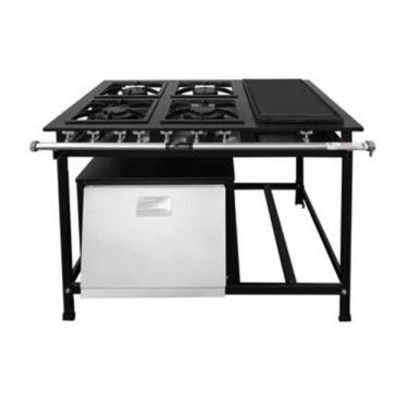 Imagem de Fogão Industrial 4 Bocas com Forno e Chapa - Fundiferro