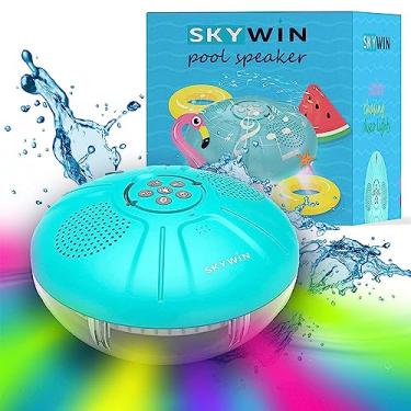 Imagem de Skywin Alto-Falantes Da Banheira De Hidromassagem E Viva-Voz - Luz De Discoteca Flutuante À Prova D'Água Ipx7 Grande Piscina Sem Fio E Alto-Falante Do Chuveiro - Suporte Conexão De Alto-Falante Duplo