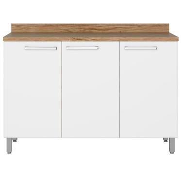 Imagem de Balcão Bartira Topázio UP 3 Portas de Bater 2 Prateleiras Internas Com Tampo MDP - 120,1cm de Largura