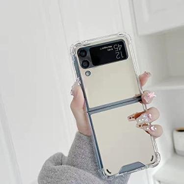 Imagem de Para Z Flip 3 4 5 Make Up Mirror Case Canto à prova de choque de luxo para Samsung Galaxy Z Flip 5 4 3 Flip4 Flip3 flip5 Capa dura ouro rosa, ouro, para Z Flip 3