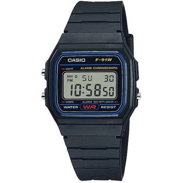 Imagem de Relógio CASIO preto digital unissex F-91W-1DG