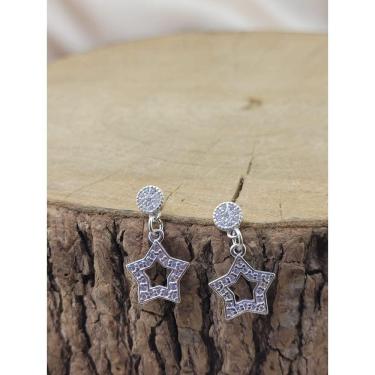 Imagem de Brinco  De Prata Estrela Vazada Cravejada Com Zircônia