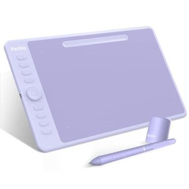 Imagem de Parblo Tablet de desenho Intangbo M 10 x 6 polegadas, tablet gráfico digital com 8192 níveis, caneta Stylus sem bateria e 8 teclas de atalho, funciona com Window/Mac, Android, roxo