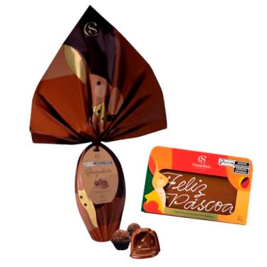 Imagem de Kit Ovo De Páscoa Cs + Feliz Pascoa Chocolate Cacau Show (Brigadeiro)