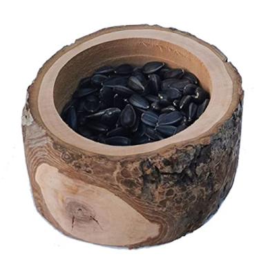 Imagem de TANOMA Tigela de alimentação de madeira de maçã para pequenos animais, prato de comida para porquinho-da-índia, chinchila, papagaios