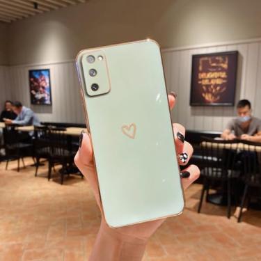 Imagem de Capa de telefone quadrada com coração de amor para Samsung Galaxy S21 S20 S22 S23 S8 S9 S10 Note 10 20 Plus Ultra S20, AX Avocado Green, para S21 FE (Fan Edition)