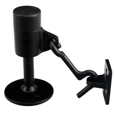 Imagem de Rolha de porta resistente com gancho, batente de porta de aço inoxidável com amortecedor de som de borracha montado na parede Suporte de batente de piso de porta, parafusos livres (preto)