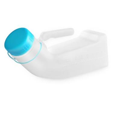 Imagem de Mictório masculino com tampa que brilha no escuro 947 g/1000UML Mictório com tampa que brilha no escuro portátil à prova de vazamento para motoristas e viajantes (azul-claro - 1 conjunto de mictório